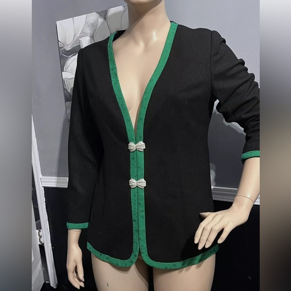 Mia-Knits Collections ladies VINTAGE Black Rhinestones Buttons Size 14W Church - Picture 1 of 6